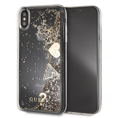 Guess Glitter Case Hearts Gold - Apple iPhone XS Max